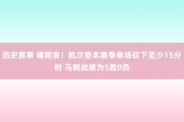 历史赛事 晴雨表！凯尔登本赛季单场砍下至少15分时 马刺战绩为5胜0负