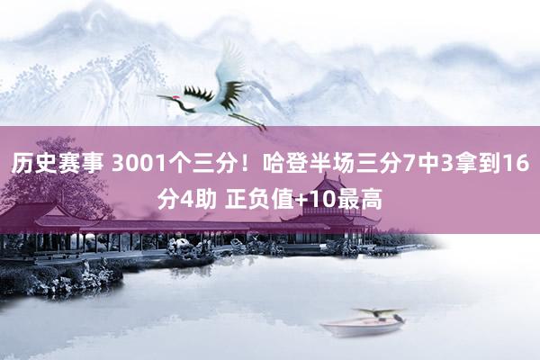 历史赛事 3001个三分！哈登半场三分7中3拿到16分4助 正负值+10最高