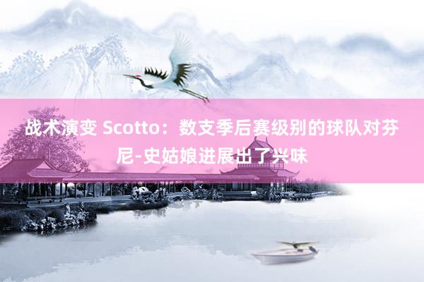 战术演变 Scotto：数支季后赛级别的球队对芬尼-史姑娘进展出了兴味