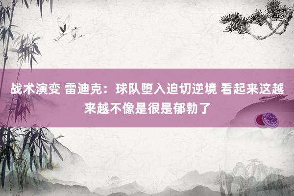 战术演变 雷迪克：球队堕入迫切逆境 看起来这越来越不像是很是郁勃了