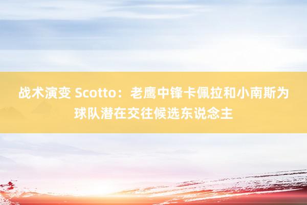 战术演变 Scotto：老鹰中锋卡佩拉和小南斯为球队潜在交往候选东说念主